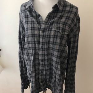 Vans grey plaid flannel button down long sleeve